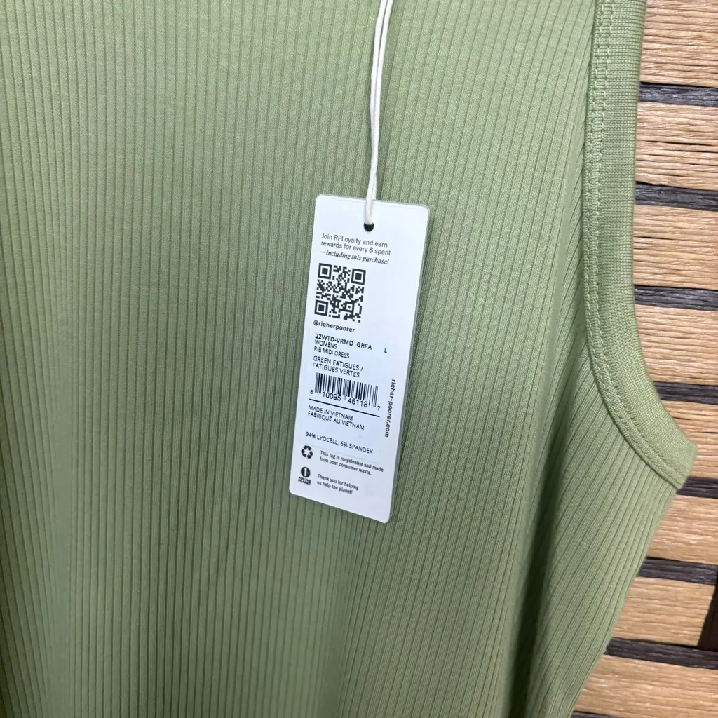 Richer Poorer Green Ribbed Midi Dress Size Large - Image 6