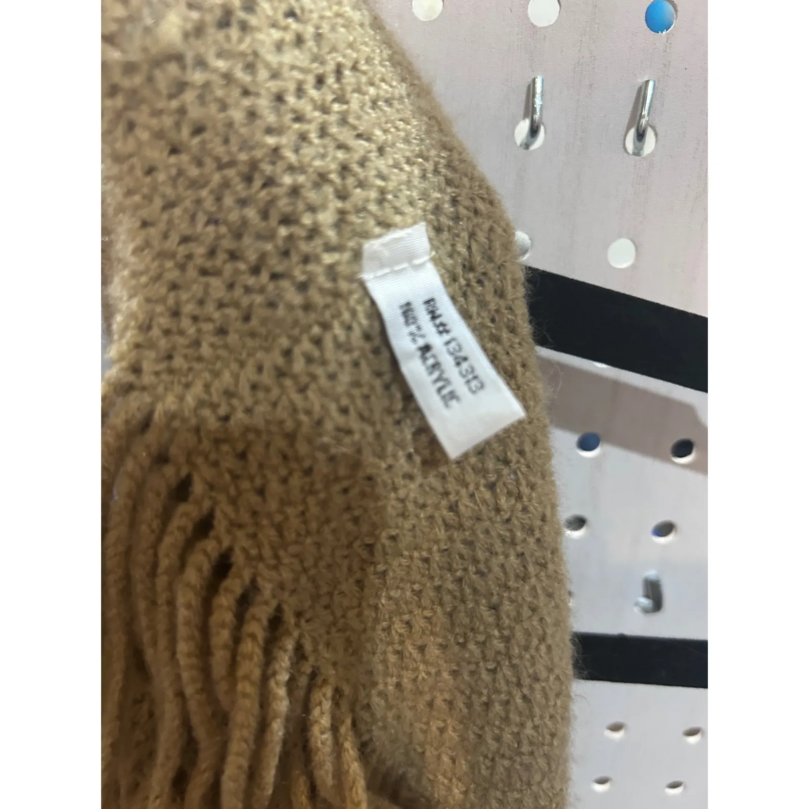 Chunky Knit Scarf Tan‎ Fringe Cozy Winter Warm Soft Acrylic Tan - Image 2