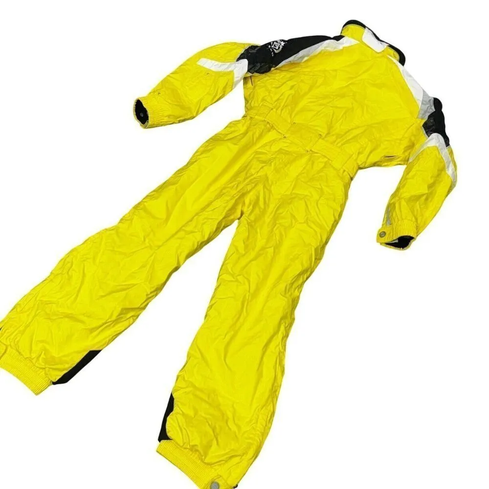 Marker Vintage Coveralls Snow Ski Suit Yellow One Piece Womens Size 10 Size M - Image 6
