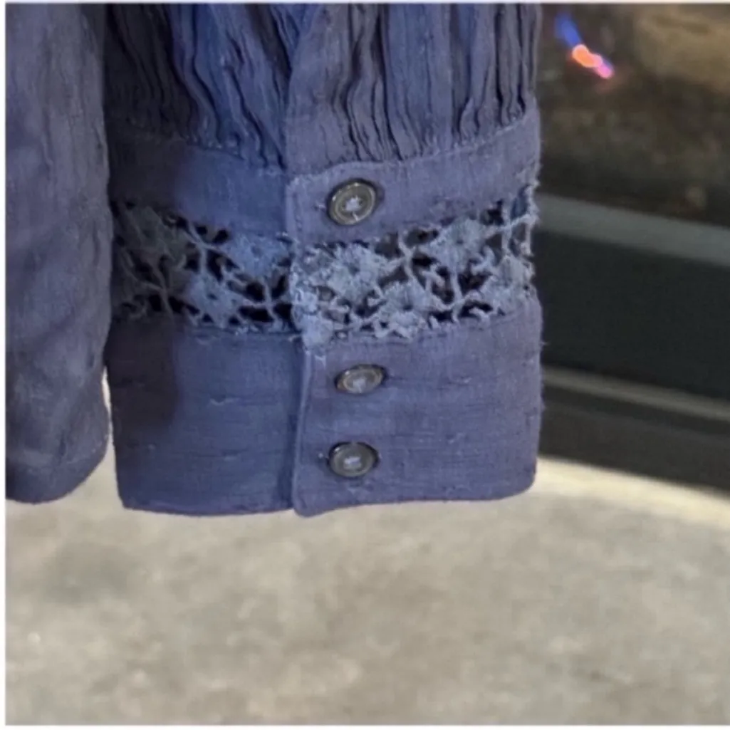 Free People Navy Lace Blouse - Image 10