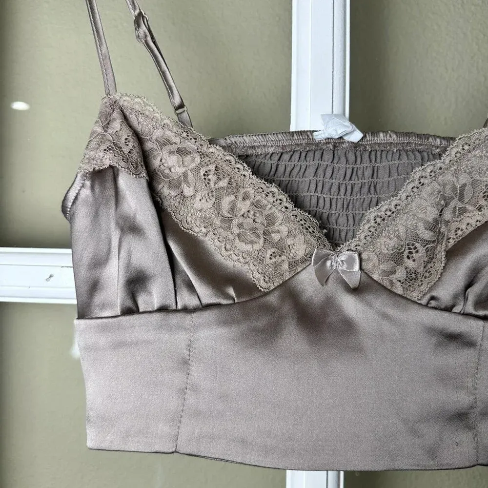 GARAGE Satin Lace Bra Top Corset Bustier Crop - Small - Image 3