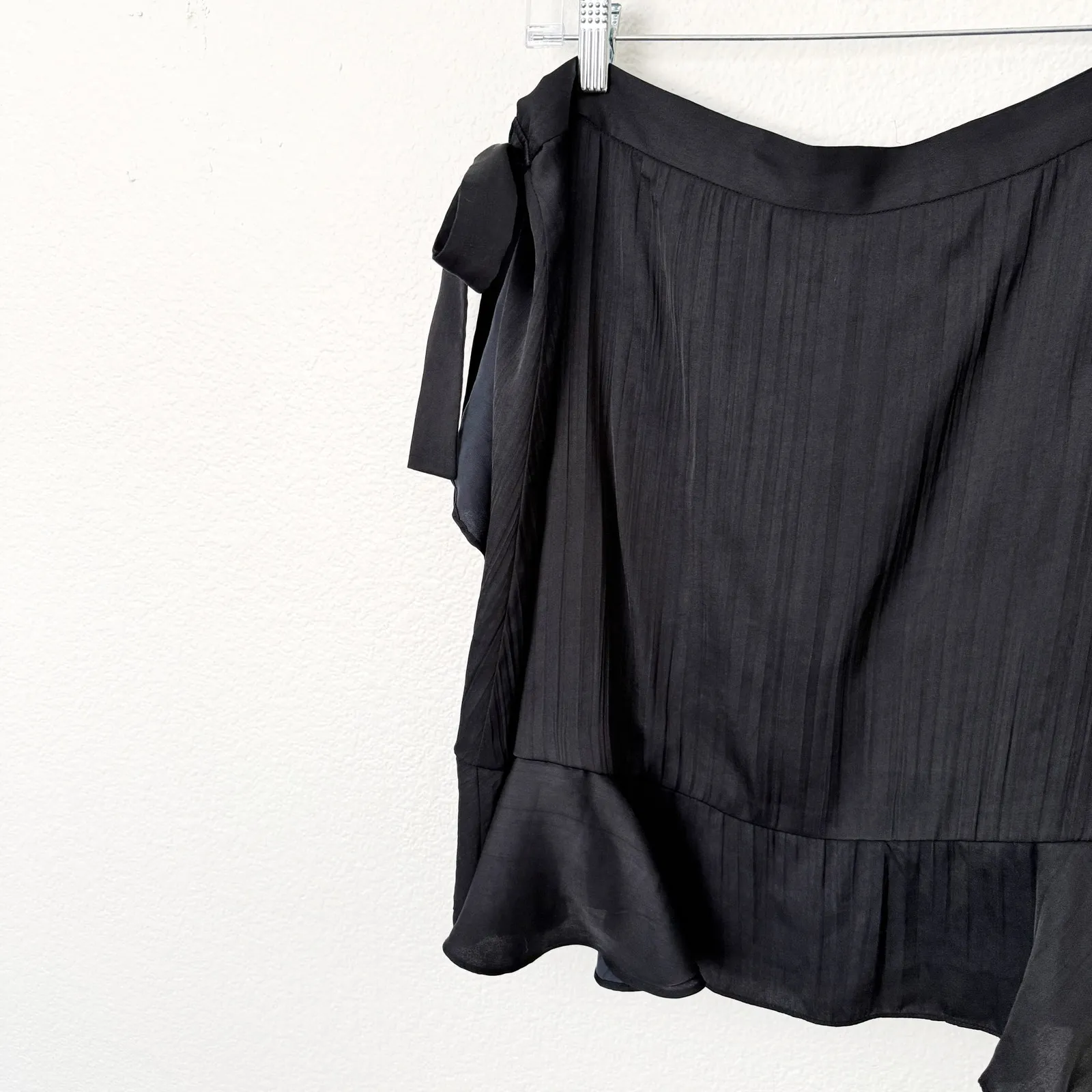 [Anthropologie] Maeve Black Satin Wrap Ruffle Hem Mini Skirt NWT Balletcore XL - Image 7
