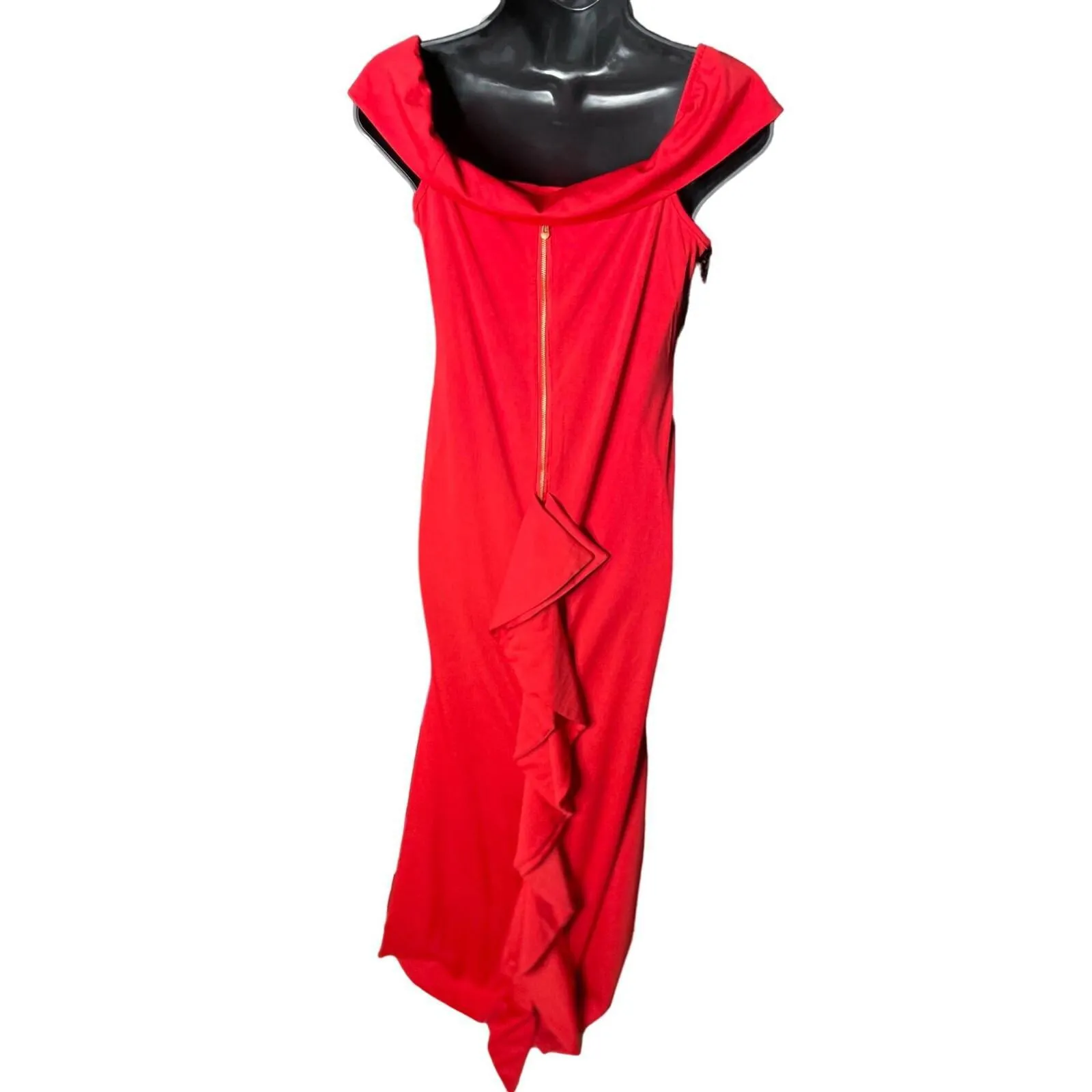 Womens Full Length Off Shoulder Mermaid Cocktail/Formal/Pageant Dress Red Sz M Size M - Image 4