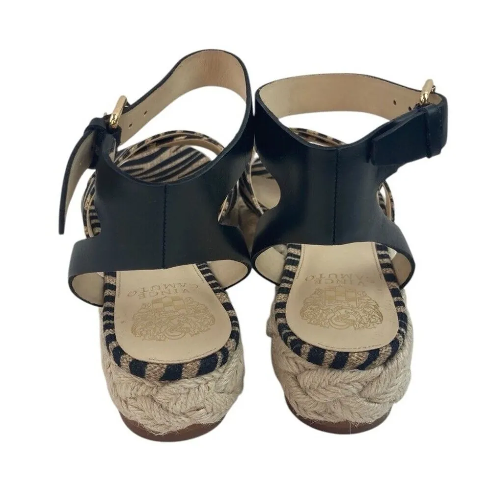 *Vince Camuto Delindan Espadrille Sandal Womens Size 8 Black Zebra Ankle Strap - Image 9