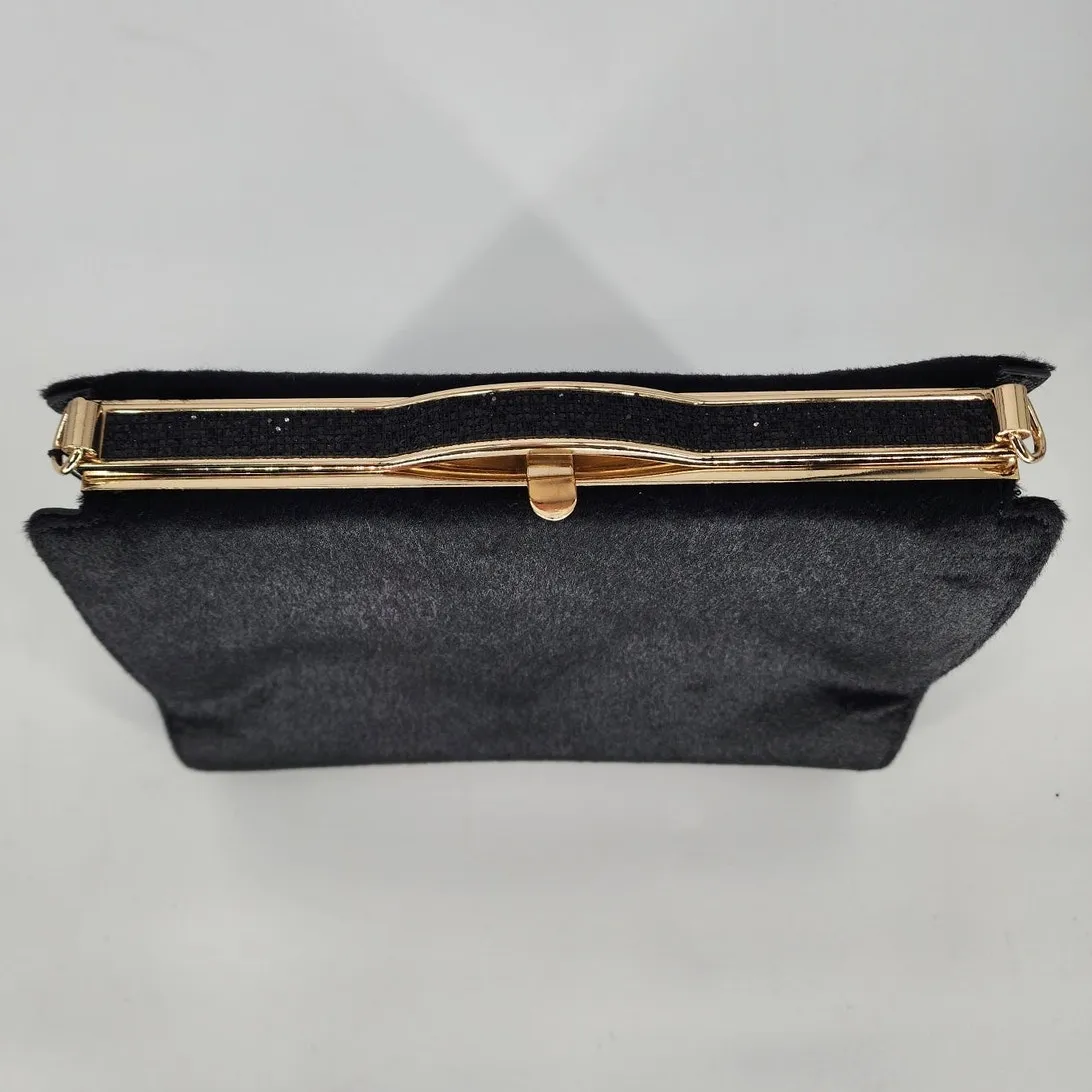 Ameri Mode Black Faux Fur & Glitter Convertible Purse Women’s One Size - Image 5