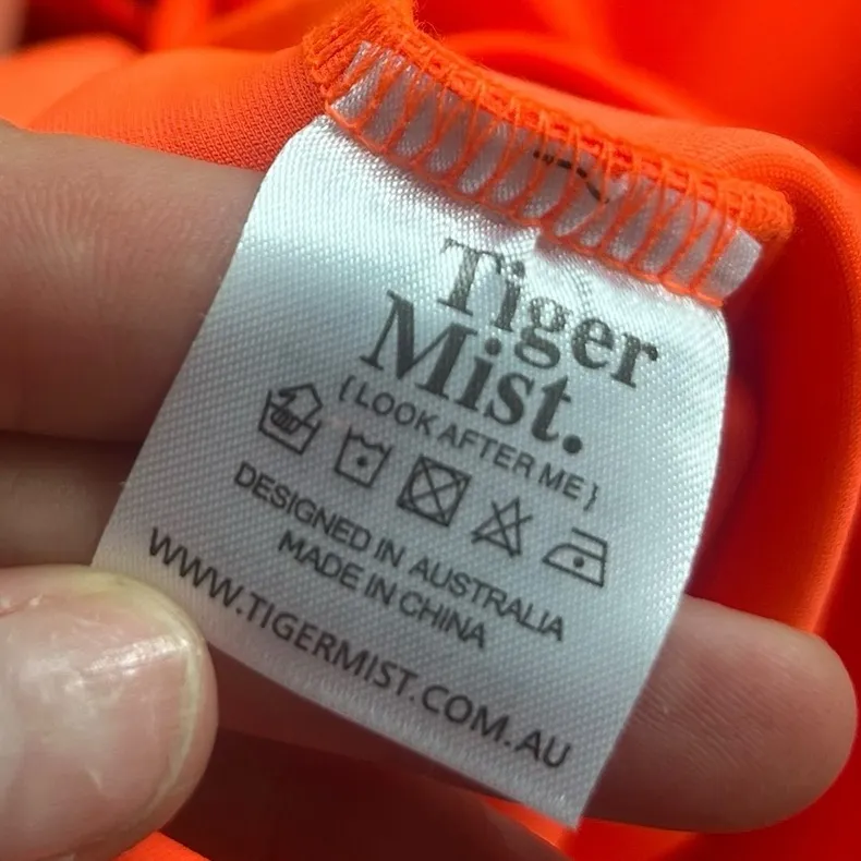 Tiger mist Honey Midi Dress Neon Orange Size Small NWT Bodycon - Image 10