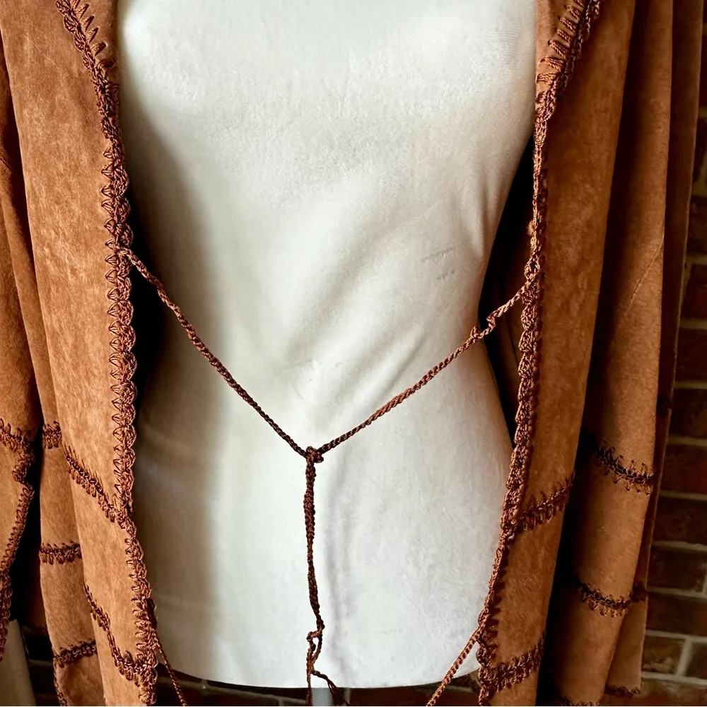 Brown Suede Women's Jacket Sz 2X Patchwork Boho Chic Western Cowboy Fairycore - Image 4