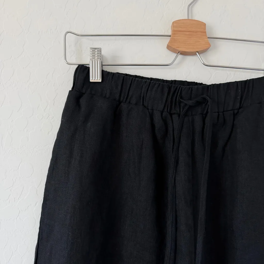 DISSH Gina Black Lined Wide Leg Linen Pants Drawstring Size 6 - Image 9
