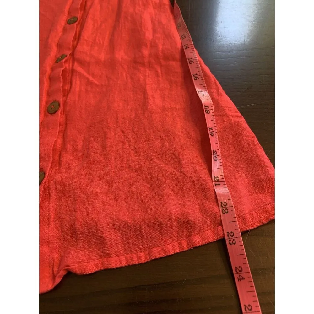 Billabong Linen Blend Mini Dress Women Medium Hot Pink Sun Beachy Coastal Surfer - Image 12