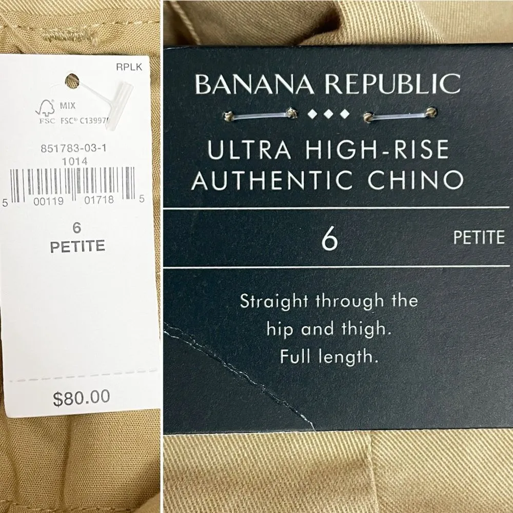 NWT Banana Republic Ultra High-Rise Chino Pants Size 6P New British Khaki Tan - Image 9