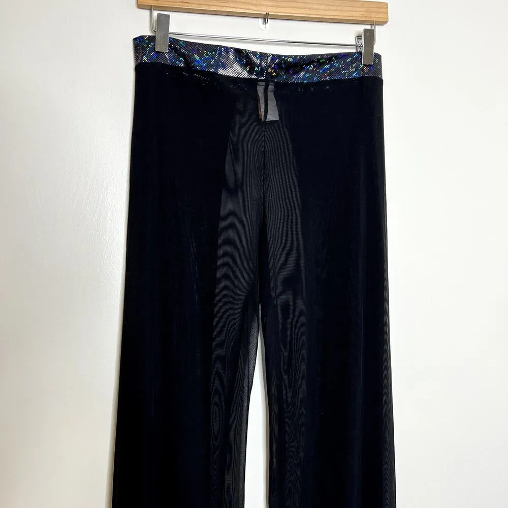 J Valentine Black Mesh Open Slit Festival Rave Costume Pants - Image 5