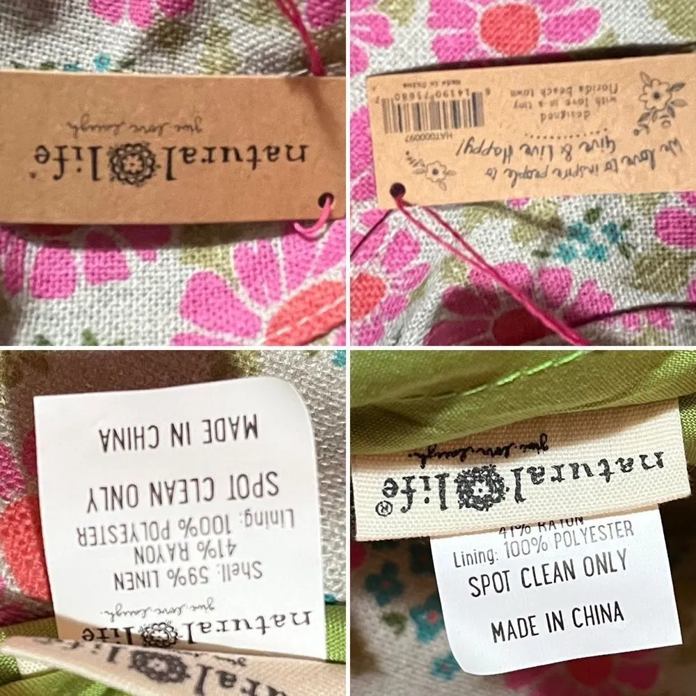 NATURAL LIFE Sunny Day Bucket Hat Adjustable Pink Gray Floral Hat Medium Brim OS - Image 8