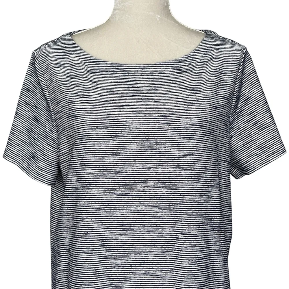 Chico’s Itsy Bitsy Texture Boat Neck Dress Women’s Size 2 Regular Size L/12 Blue - Image 2