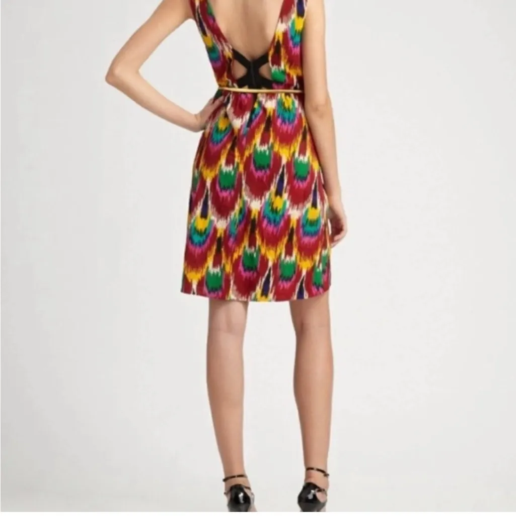 ALICE + OLIVIA ALAMEDA Ikat Tribal Wave Dress I Size XS No Belt - Image 4