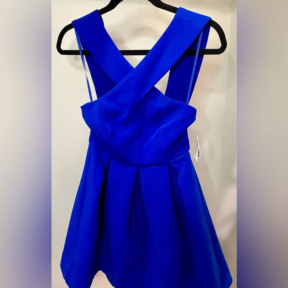 LAQ/AQ - Blue Maverick Sleeveless High Neck Fit & Flare Mini Dress | NWT - $210 - Image 9