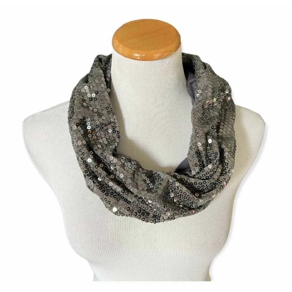Womens Charlotte Russe Silver Sequin Bling Infinity Scarf - Image 2