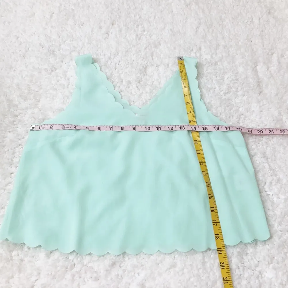 🆕 BONGO scalloped blue crop tank top - Image 2