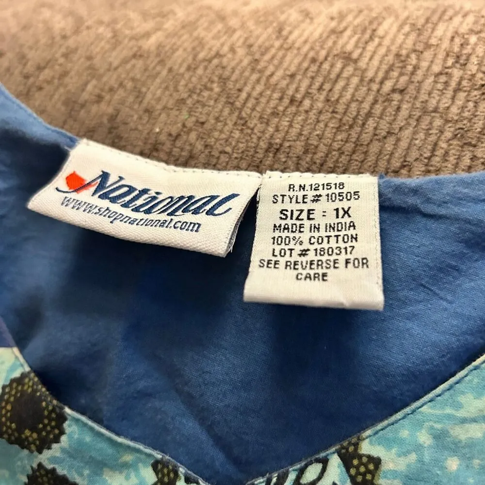 National 1X Bohemian Print Cotton Dress Blue - Image 4