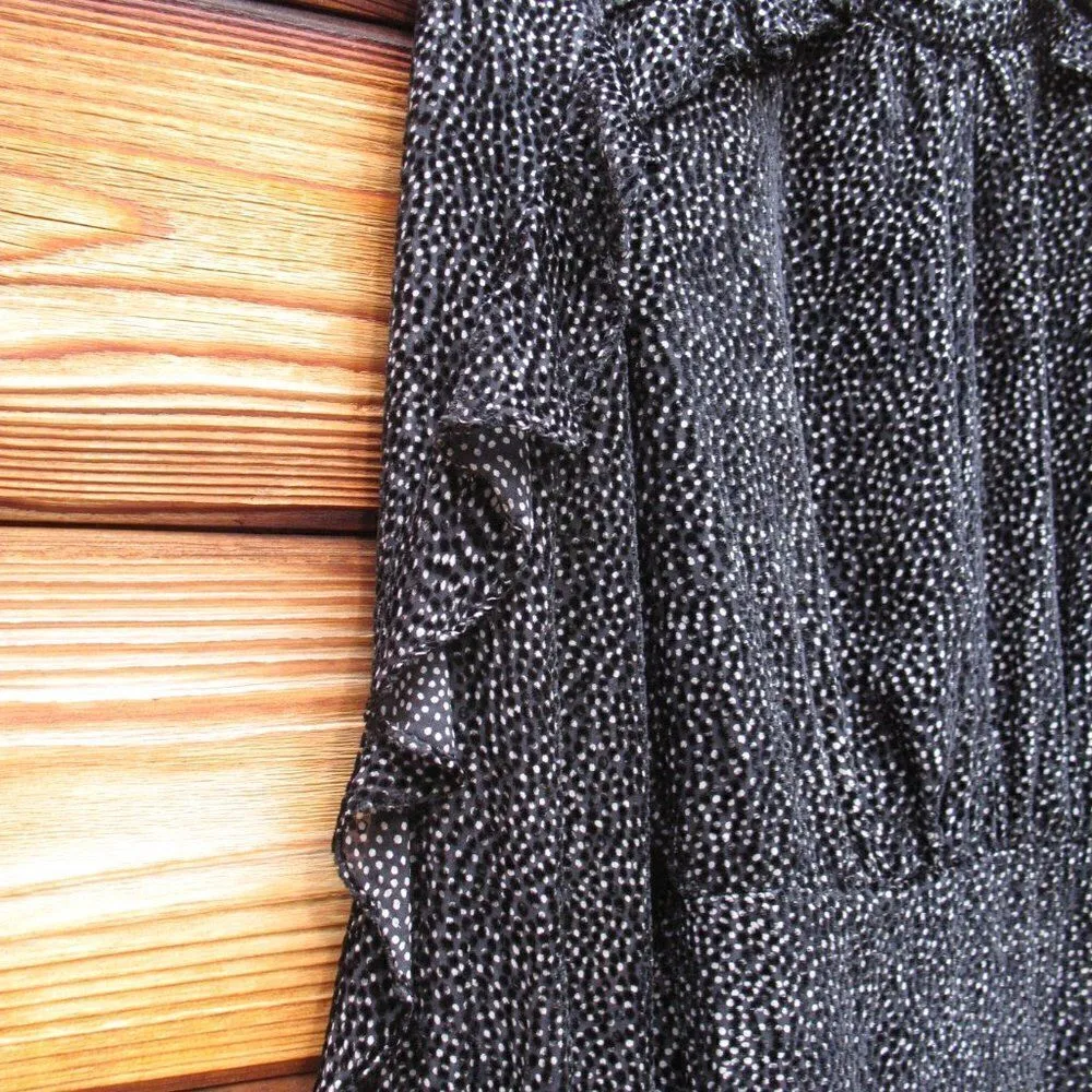 Pinko Silk Blend Ruffle Trim Mini Dress Black Size XXS - Image 8