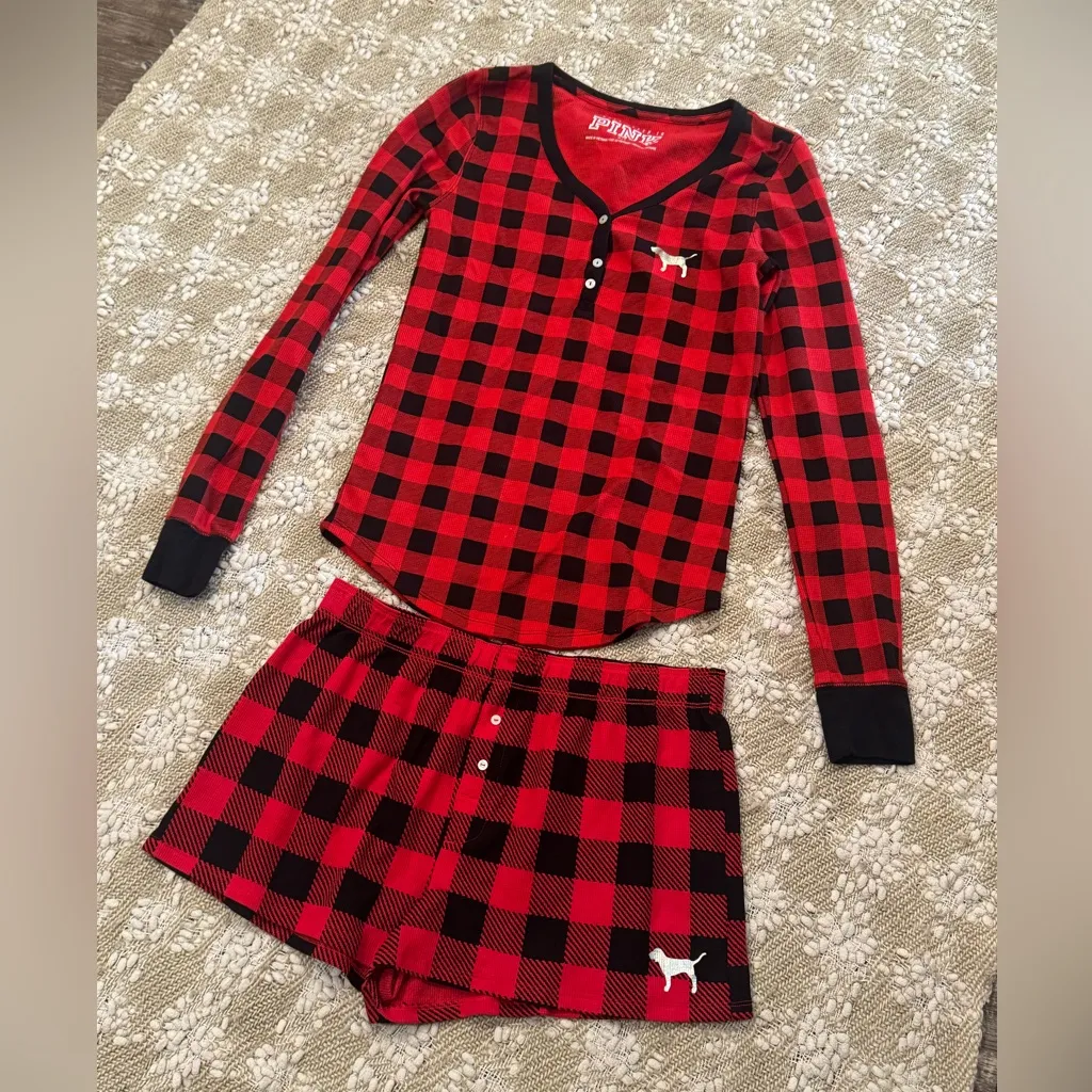 Victoria's Secret Pink plaid pajama set, size M. - Image 2