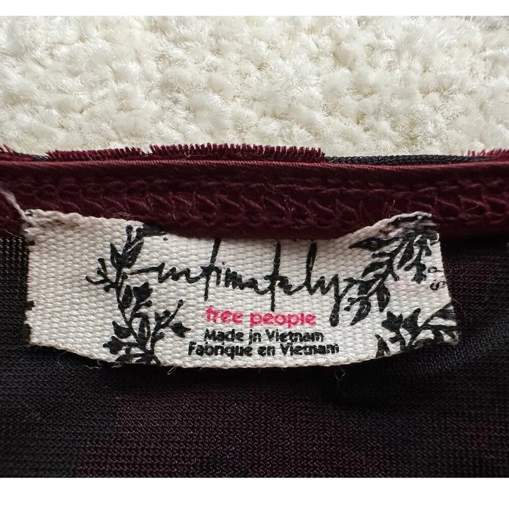 Free People: Red Floral Velvet Puffy Sleeve Deep V Neck Bodysuit - Image 5