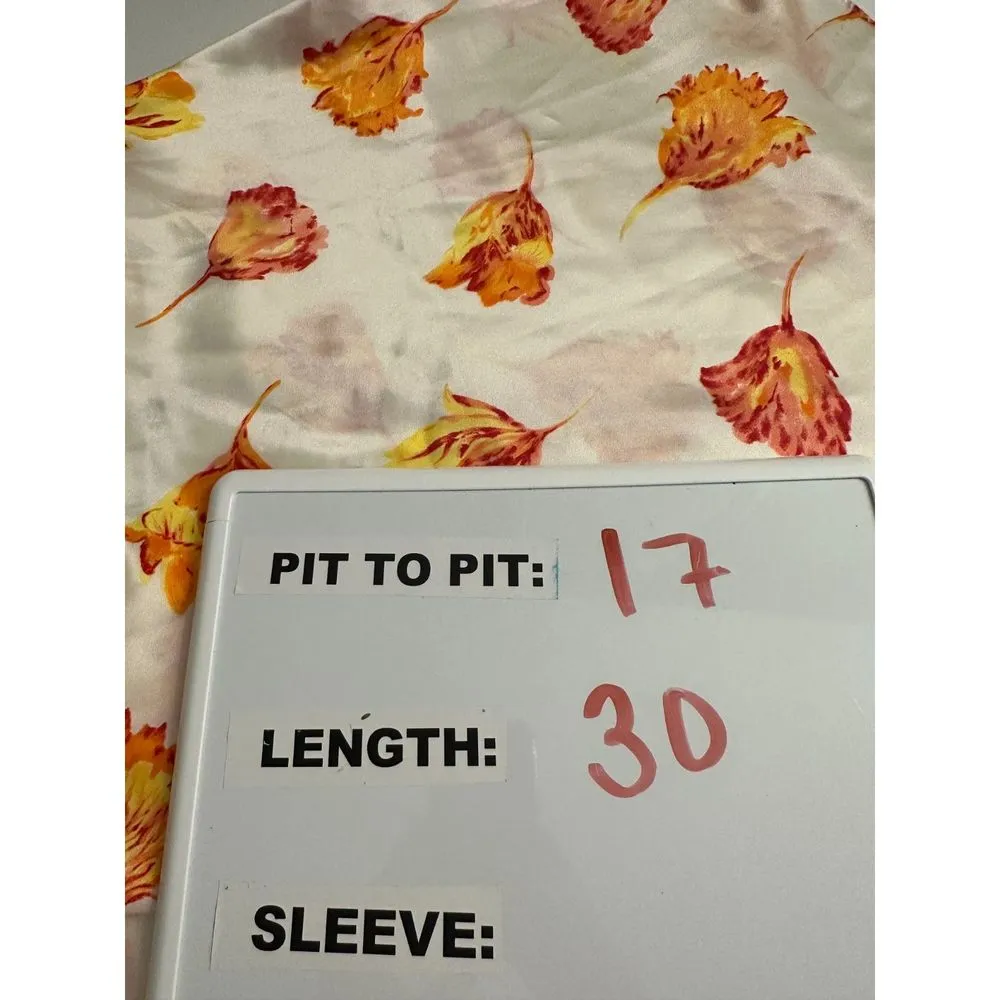 Cacique Lingerie Vintage Cream Orange Floral Micro Mini Slip Dress Size Small - Image 3