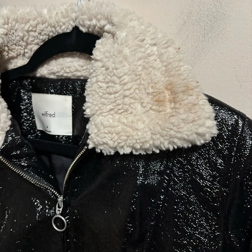 Aritzia Wilfred Tempest Jacket Sherpa Collar Black- Size Medium - Image 5