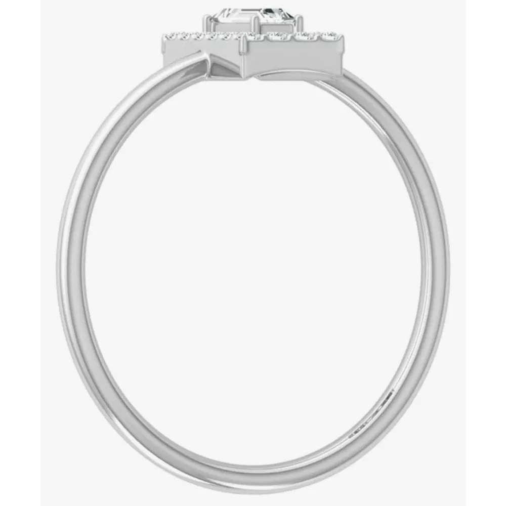 18k White Gold 925 Sterling Silver Emerald Pave Simulated Diamond Ring Size‎ 8 - Image 3