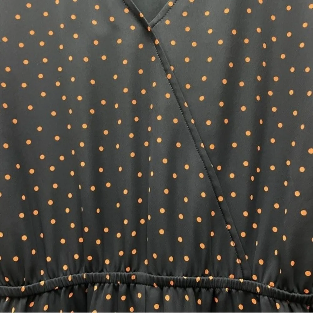 J. Jill Wearever Collection Black Polka Dot Surplice Midi Dress Size Medium - Image 10