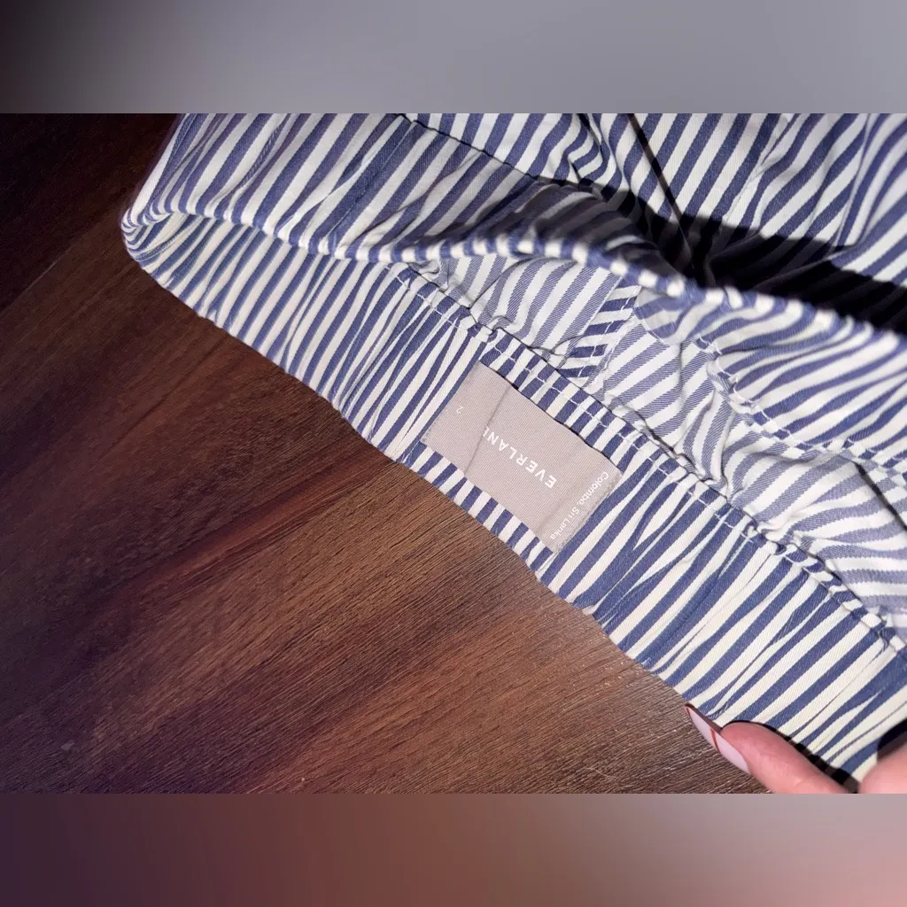 Everlane The Easy Blue
Striped Pants $100 2 cotton elastic waist 
Casual winter - Image 6