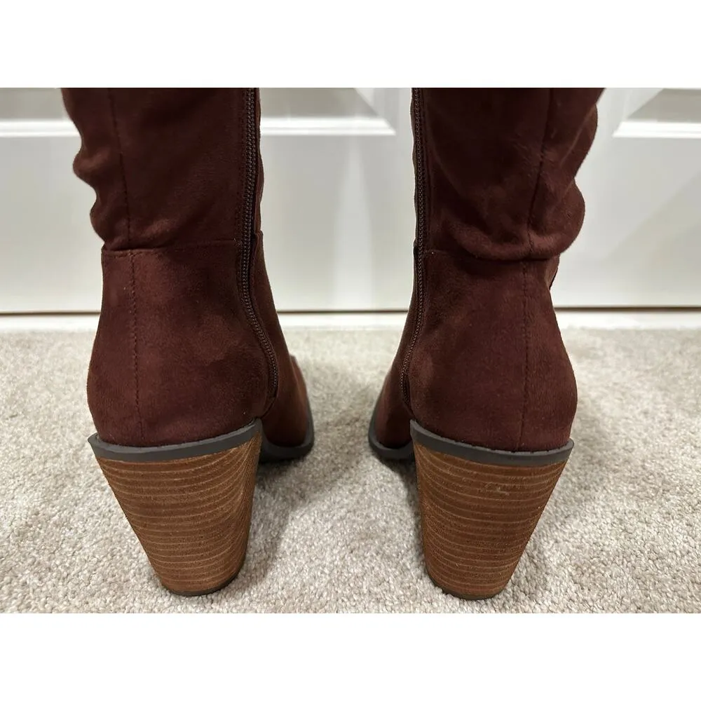 Charles David Wire Tall Boots Brown Microsuede Size 7 NWOB Textile Upper Fall - Image 13