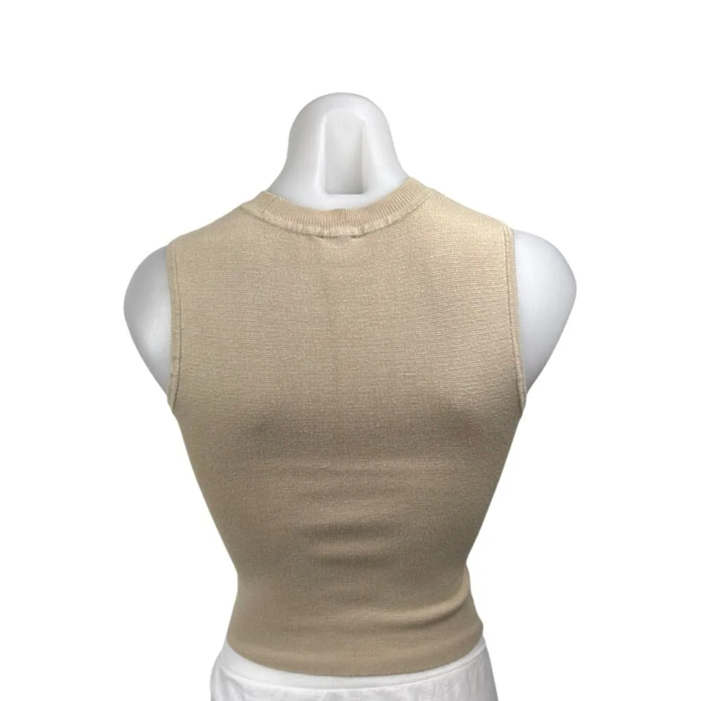 Abercrombie & Fitch Tan Beige Sleeveless Mock Neck Crop Sweater Tank Top Size S - Image 2
