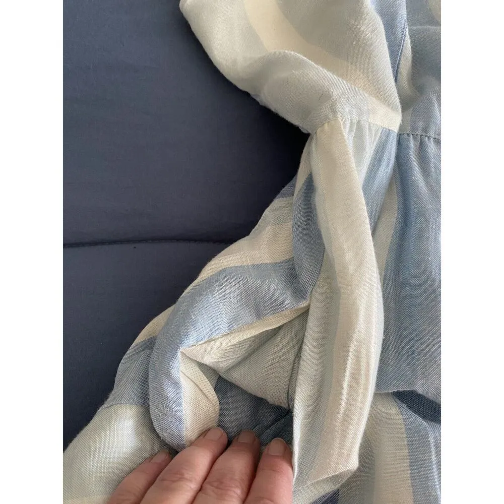 New Joie Linen Blend Stripe Dress Spaghetti Strap Blue Mommy & Me 10 w/ headband - Image 9