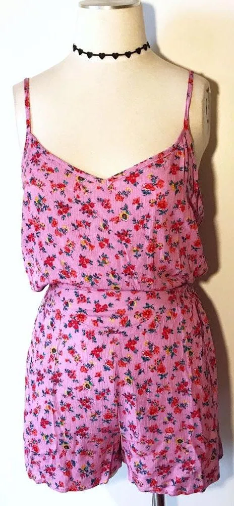 Floral Pockets Boho Romper Pink Size M - Image 2