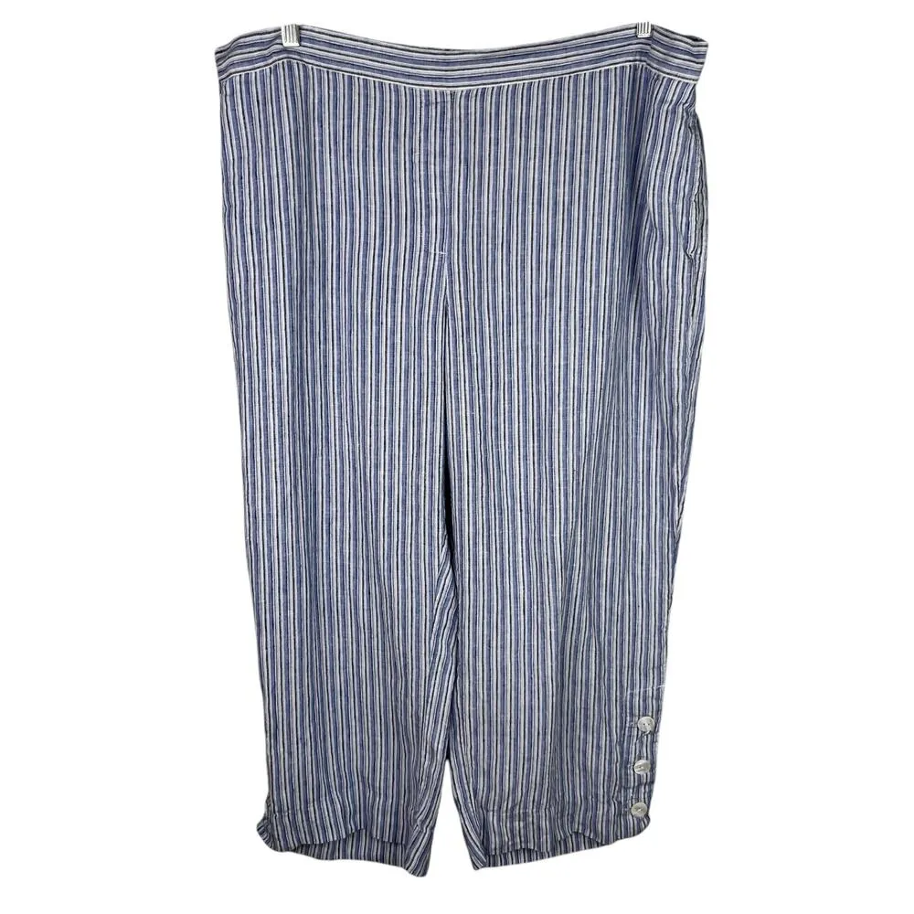 Chico's Linen Pants 4 Blue White Stripes XXL Size 20 - Image 9