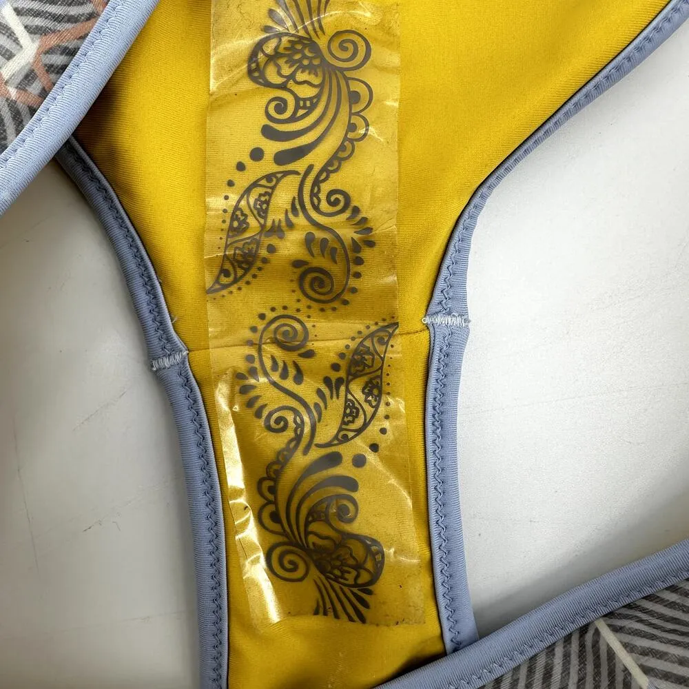 Prana Makani Swimsuit Bikini Bottom Reversible Low Rise Grey Jiggy Large NWT - Image 9