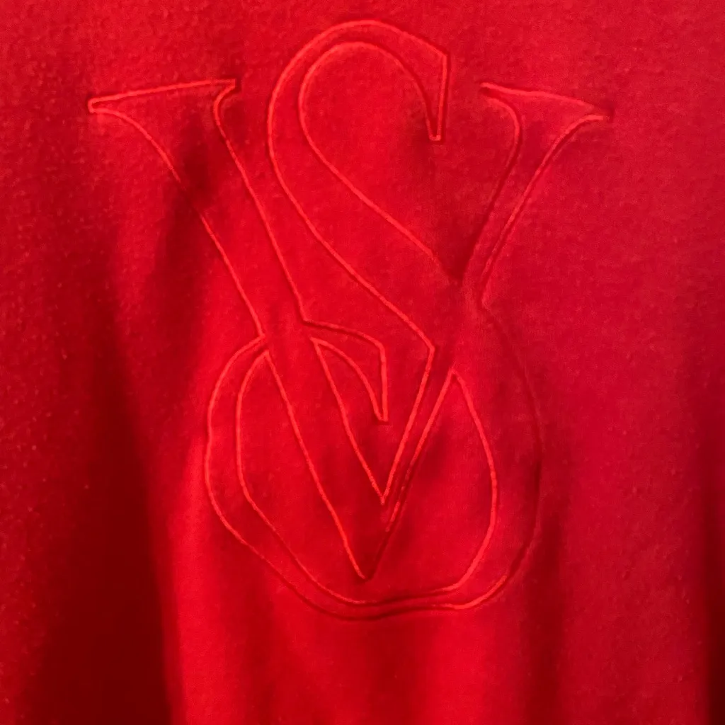 Victoria's Secret On Point Red Velour Style Logo Cropped Sweatshirt Size XXL - Image 2