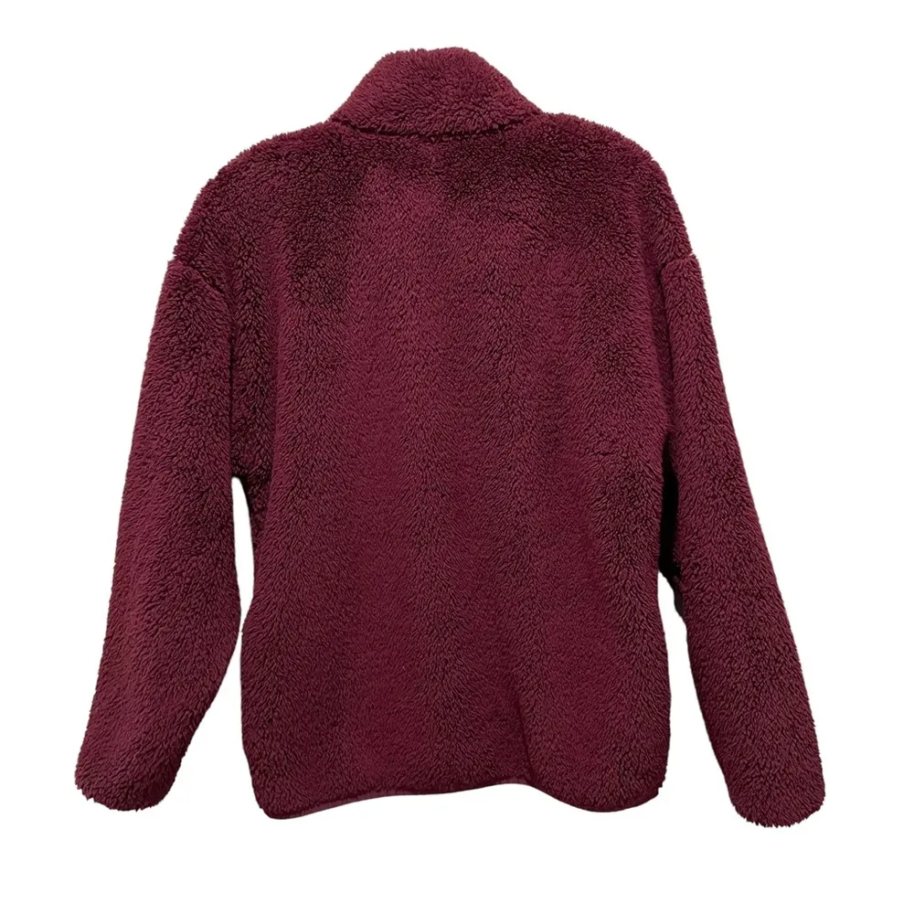 Pink Victoria’s Secret Fleece Zip Up Sweatshirt jacket Burgundy Size Small - Image 6