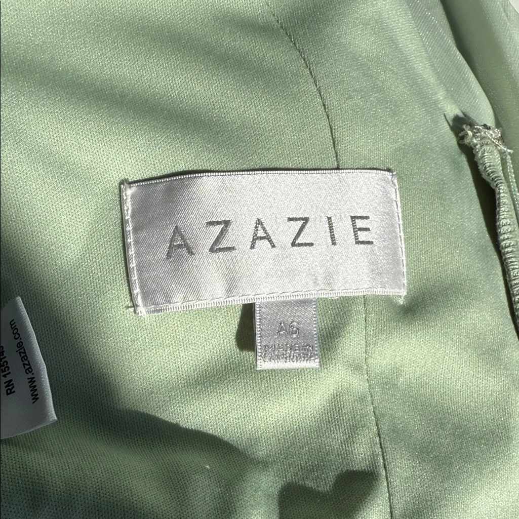 Azazie  Light Green Wrap Maxi Dress - Image 13