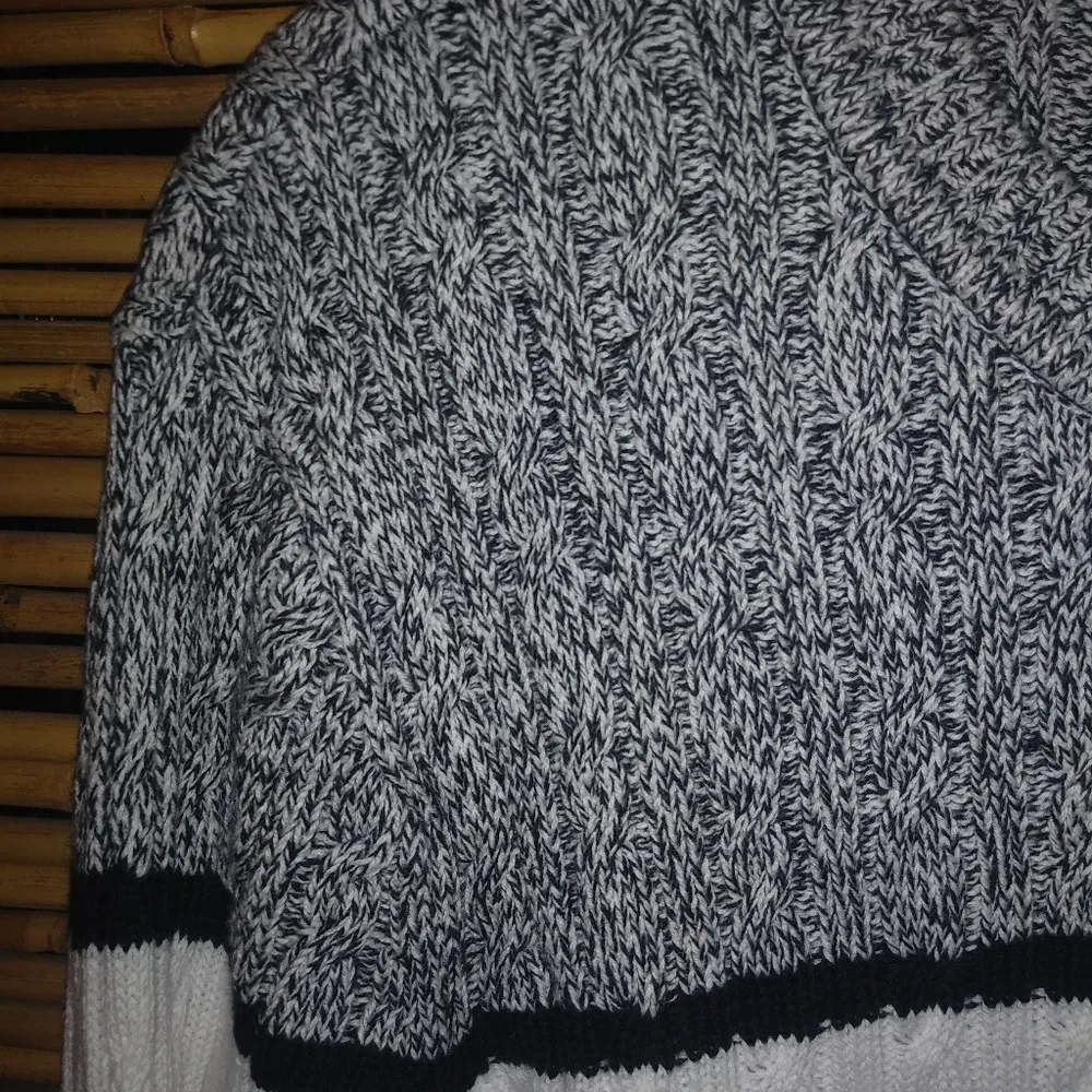 Karen Scott M Black White Crew Neck Sweater - Image 2