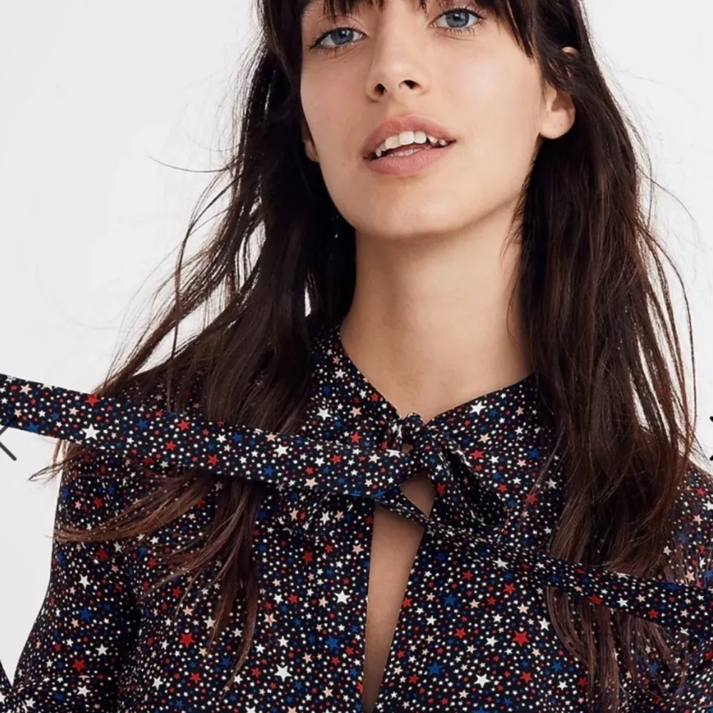 Madewell Silk Balsam Tie-Neck Dress in Starry Night Size Size 2 - Image 2