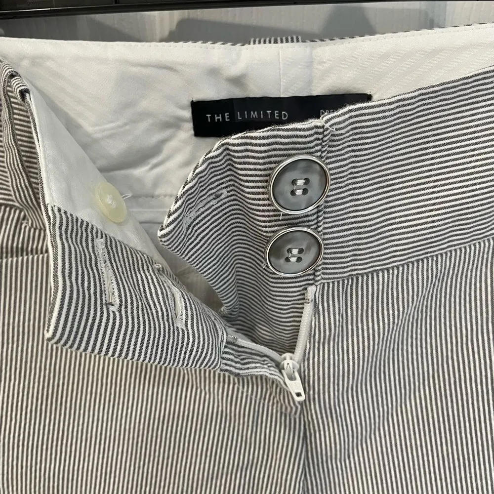 The Limited  Drew Fit Gray Pinstripe 100% Cotton Straight Leg Women’s Size 2 - Image 4