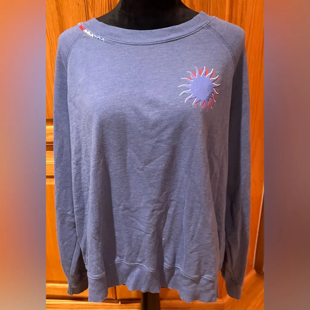 Wildfox Del Sol Sunburst Sommers Relaxed Fit Sweatshirt in True Blue Size XL - Image 4