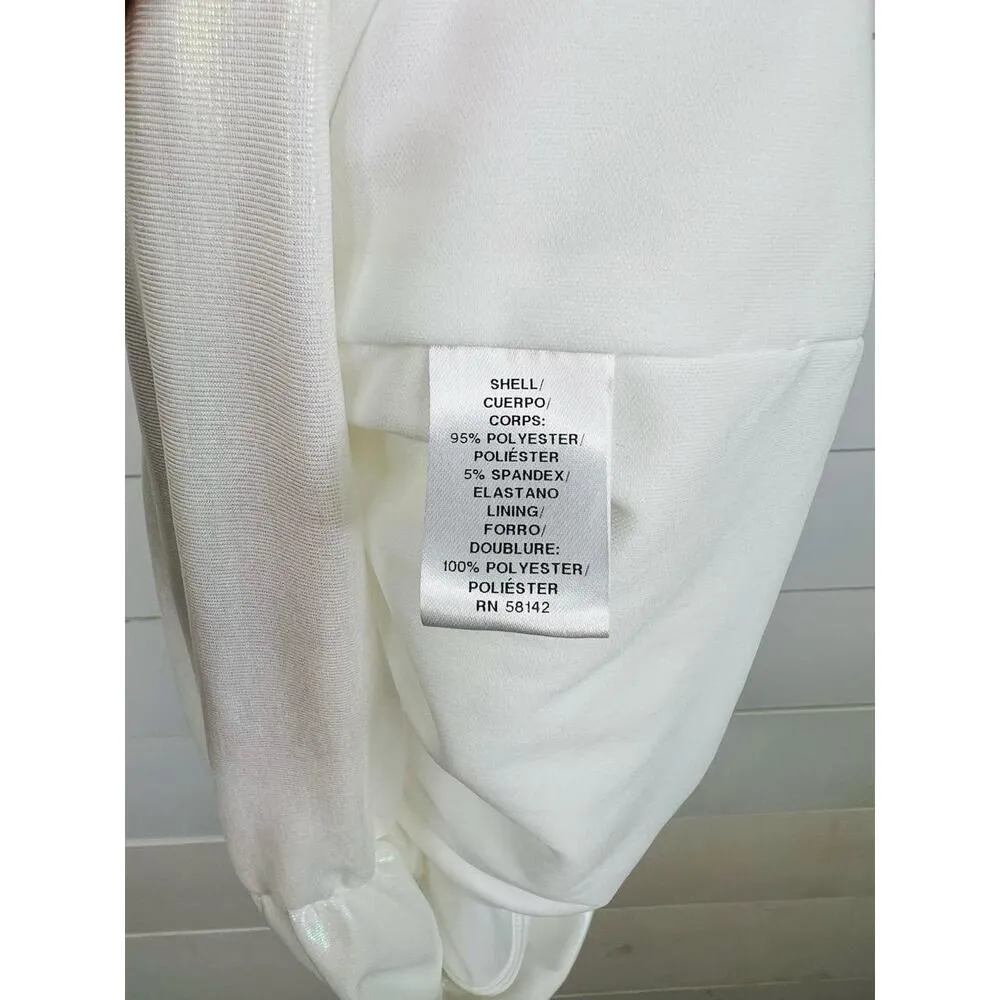 Ivy Blu White Ruched Sleeveless Shimmery Fabric One Shoulder Bodycon Dress US 14 - Image 12