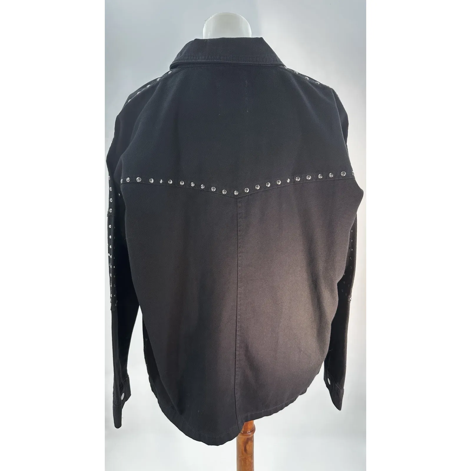 Zara Black Studded Button Down Shirt Women’s Small Western Oversized Top NWT - Image 5