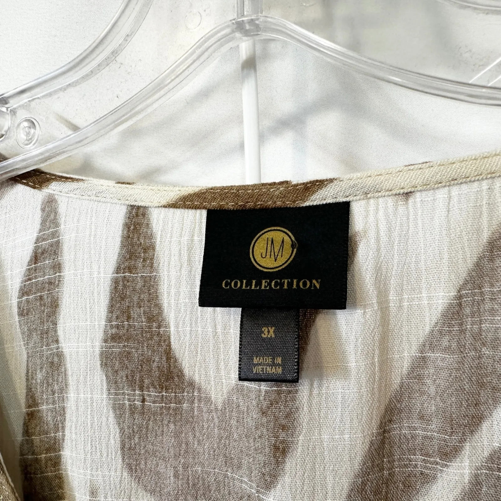 JM Collection Plus Size 3X Pant Set Blouse Zebra Print Beaded Long Sleeve Top C - Image 2