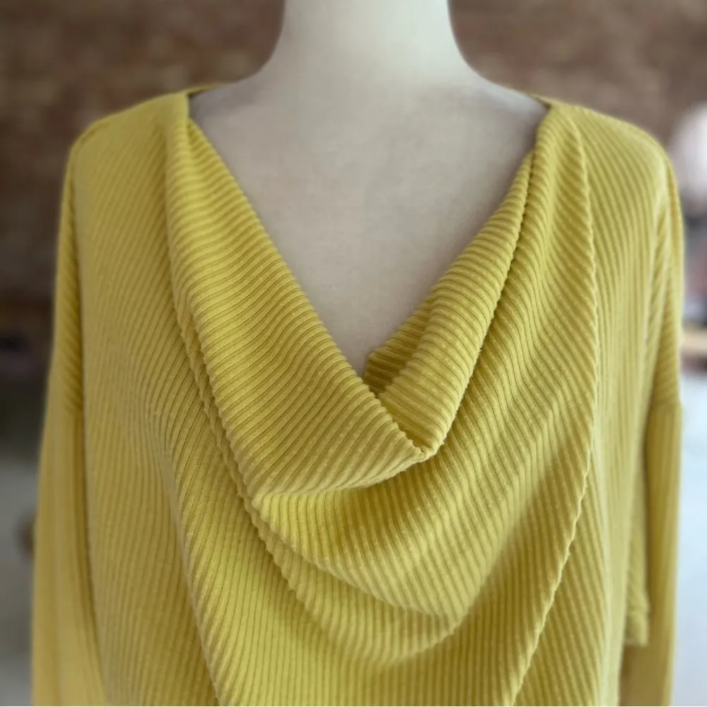 Urban Outfitters Yellow Draped Neck Crop Ribbed Knit Sweater S - Image 5