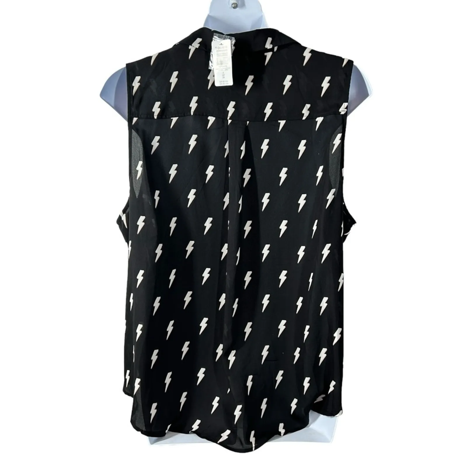 Torrid NWT Madison Georgette Lightning Bolt Button-Up Sleeveless Top 4X - Image 6