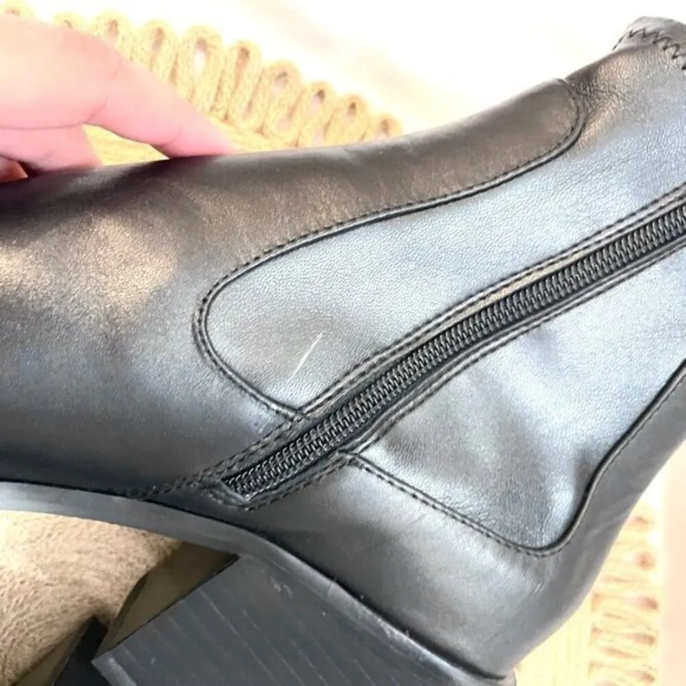 Zara Women Leather Black Cowboy Heel Ankle Boots with Square Toe Size EU 40 - Image 5