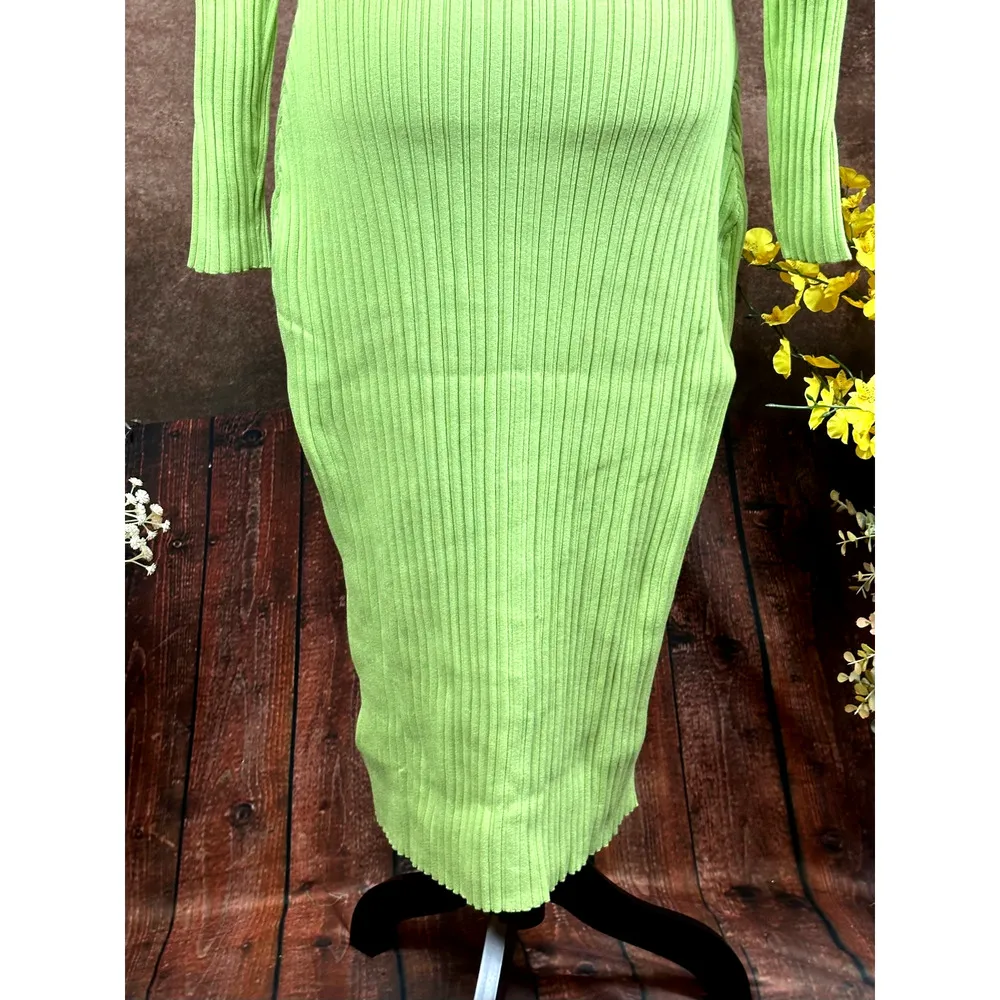 LITA By Ciara Icon Rib V Neck Cardigan Button Front Midi Dress - Image 14